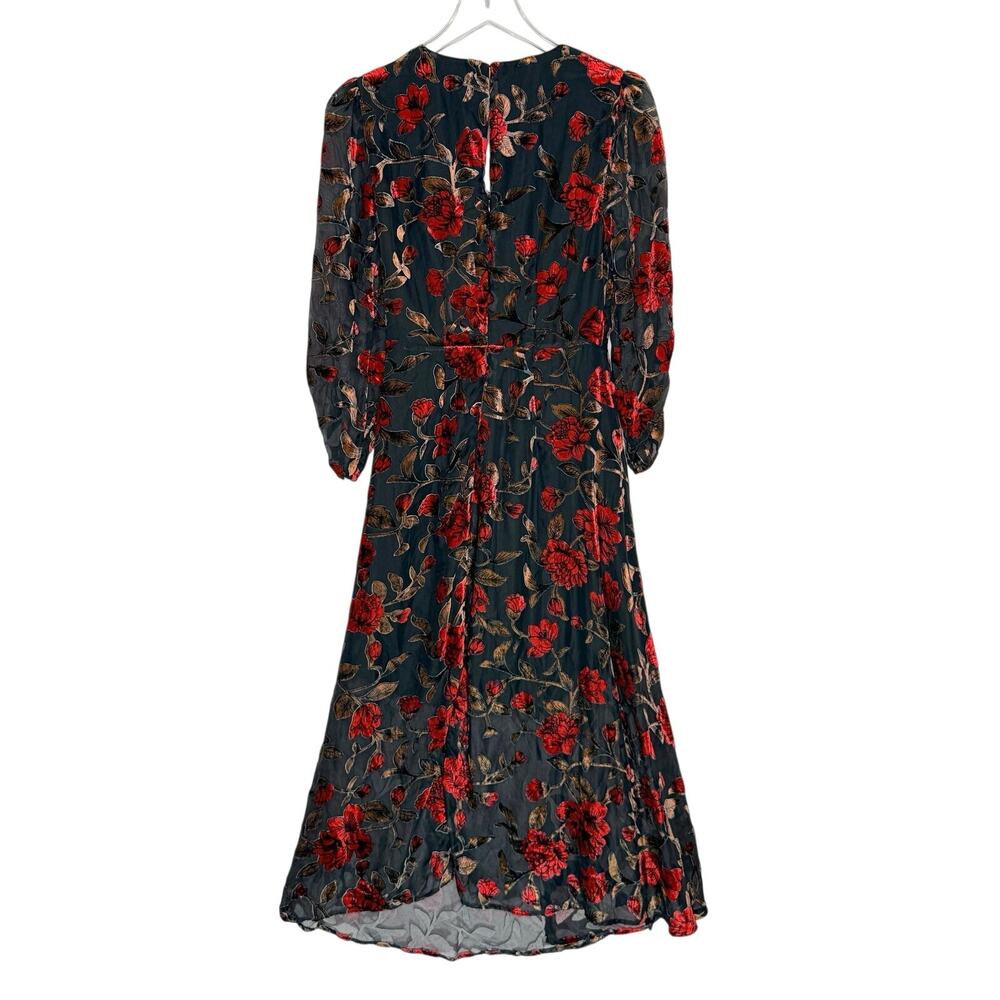 ASTR the Label Jalisca Floral Velvet Burnout Midi Dress S Red Black Whimsygoth - Picture 2 of 10